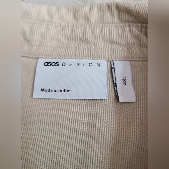 OSOS Design 90s Men's Oversized  Velvet Shirt in Ecru Color Sixe 4XL - Picture 2 of 11